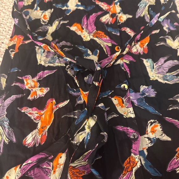 Anthropologie long sleeve shirt dress with birds - Picture 7 of 8